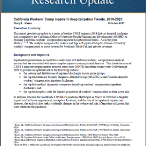 California WC Inpatient Hospitalization Trends, 2010-2020. (Research Update Report, Published 10/21)