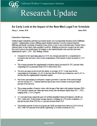 An Early Look at the Impact of the New Med-Legal Fee Schedule (Research Update Report, Published July 2022)