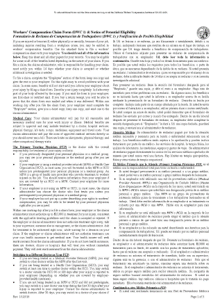 Workers' Compensation Claim Form (DWC-1) & Notice of Potential Eligibility, Rev. 1:16